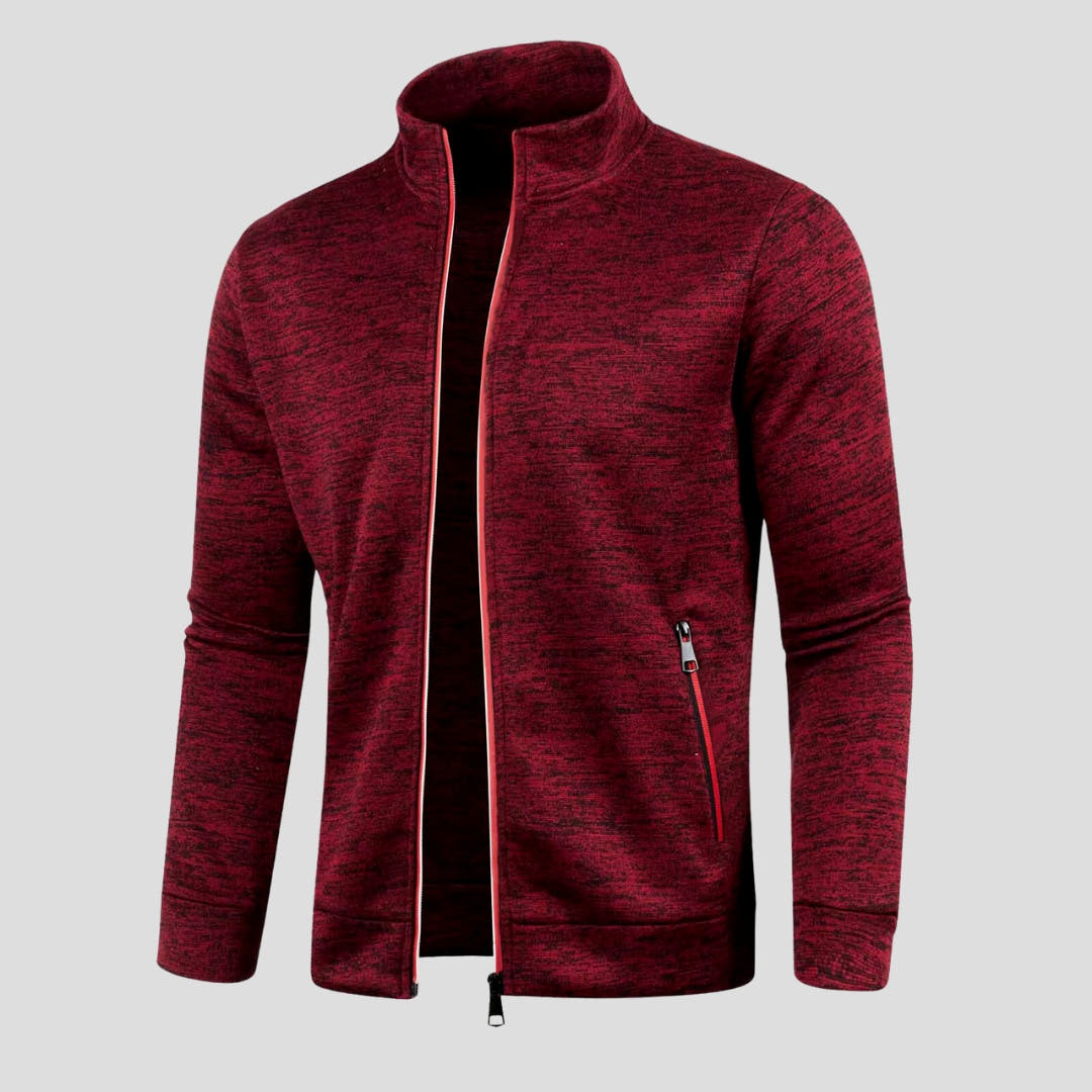 Strickjacke Herren knitterfrei mit Reissverschlusstaschen, handgefertigt