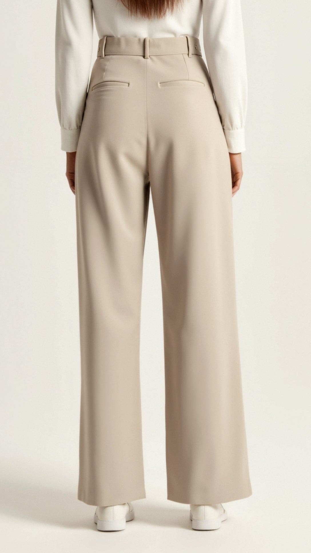 Stoffhose Damen hochtailliert mit weitem Bein und Bundfalten