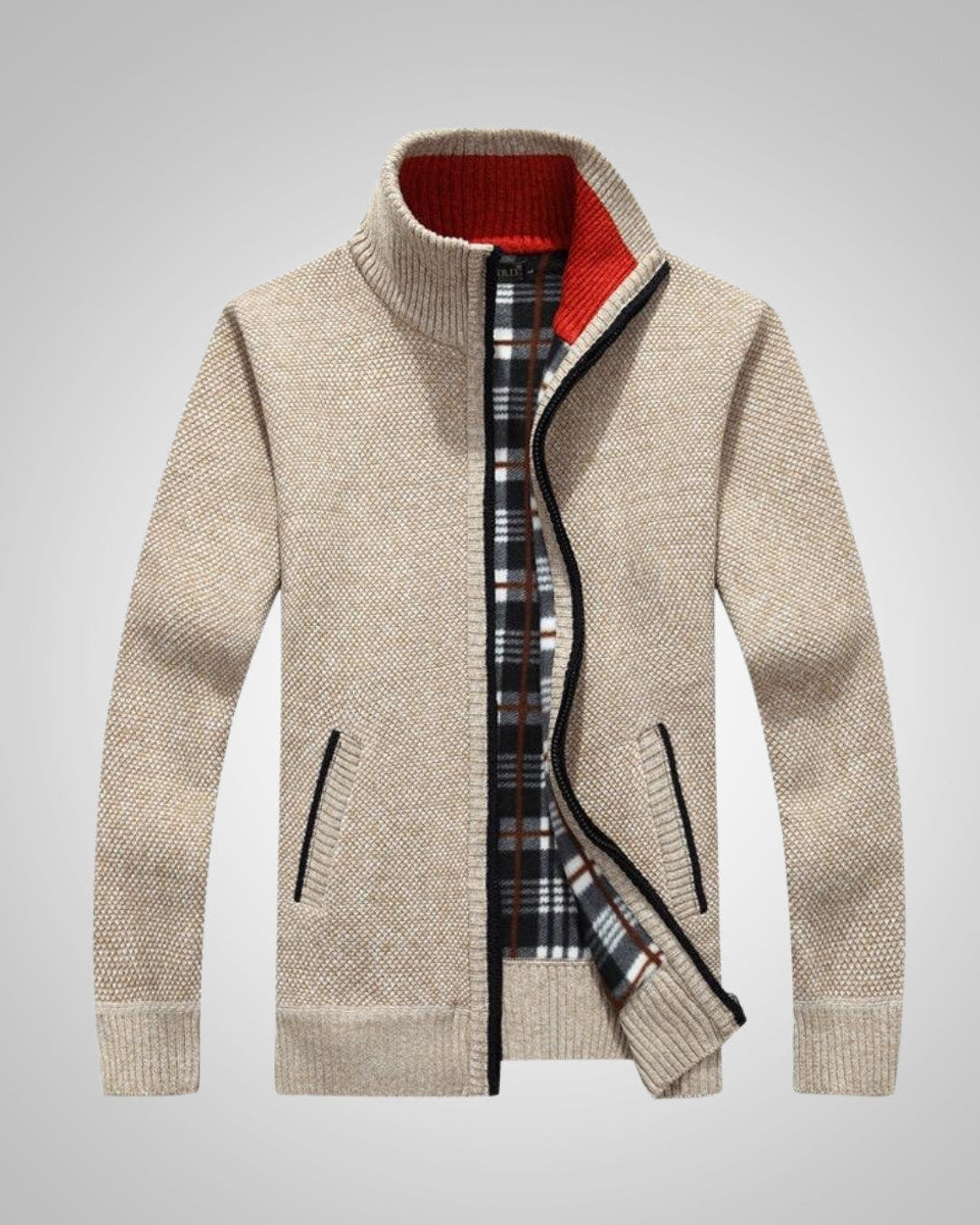 Strickjacke Herren aus Fleece, gerader Schnitt mit Reissverschluss