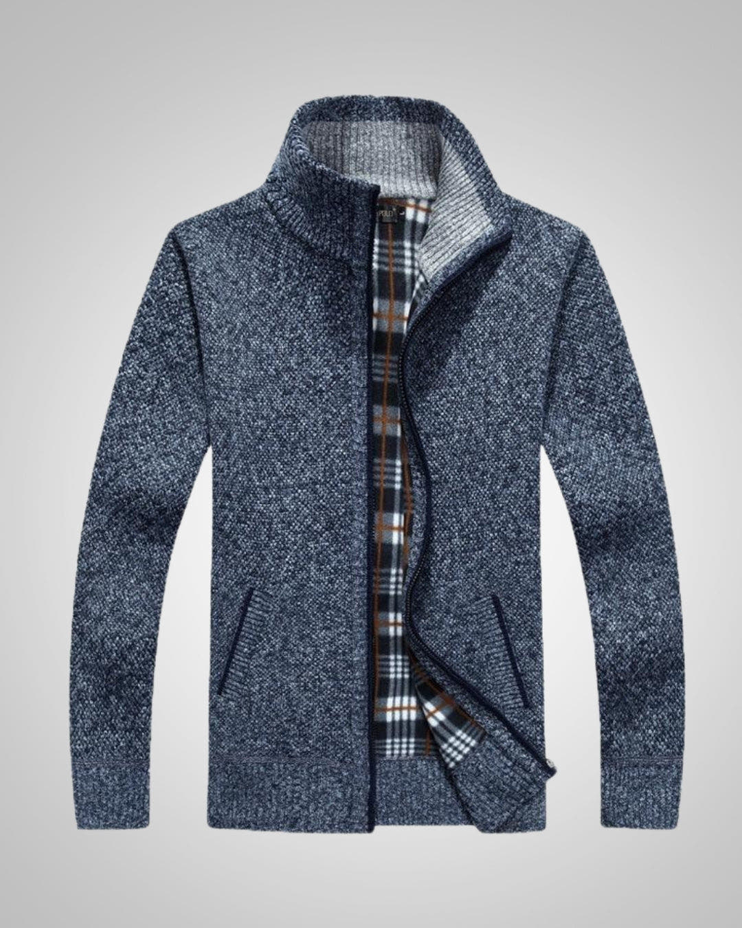 Strickjacke Herren aus Fleece, gerader Schnitt mit Reissverschluss