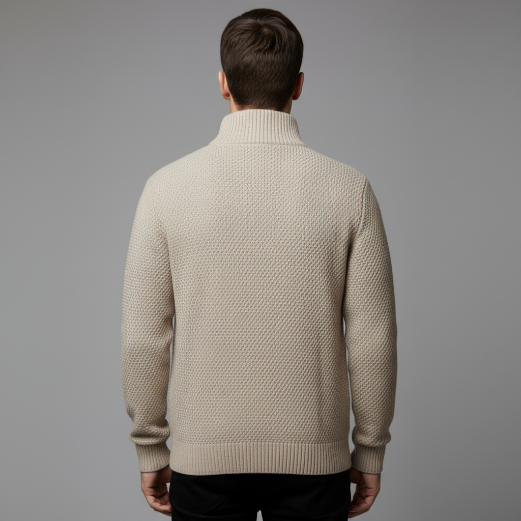 Strickjacke Herren aus Fleece, gerader Schnitt mit Reissverschluss
