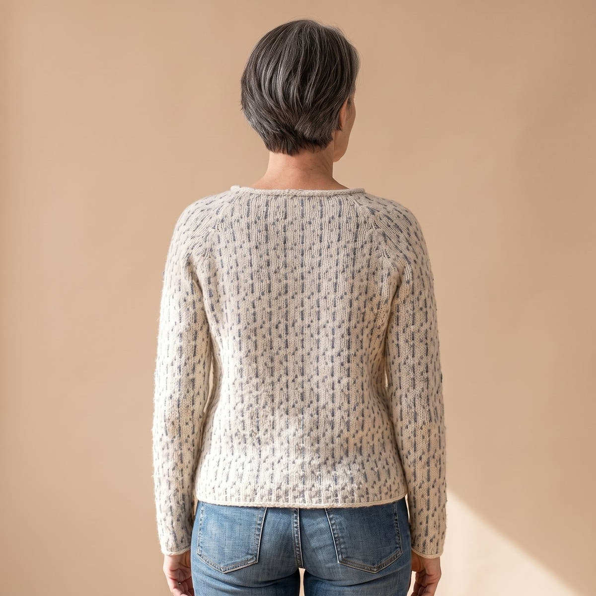 Strickpullover Damen in Waffelstrick, locker mit Rundhalsausschnitt