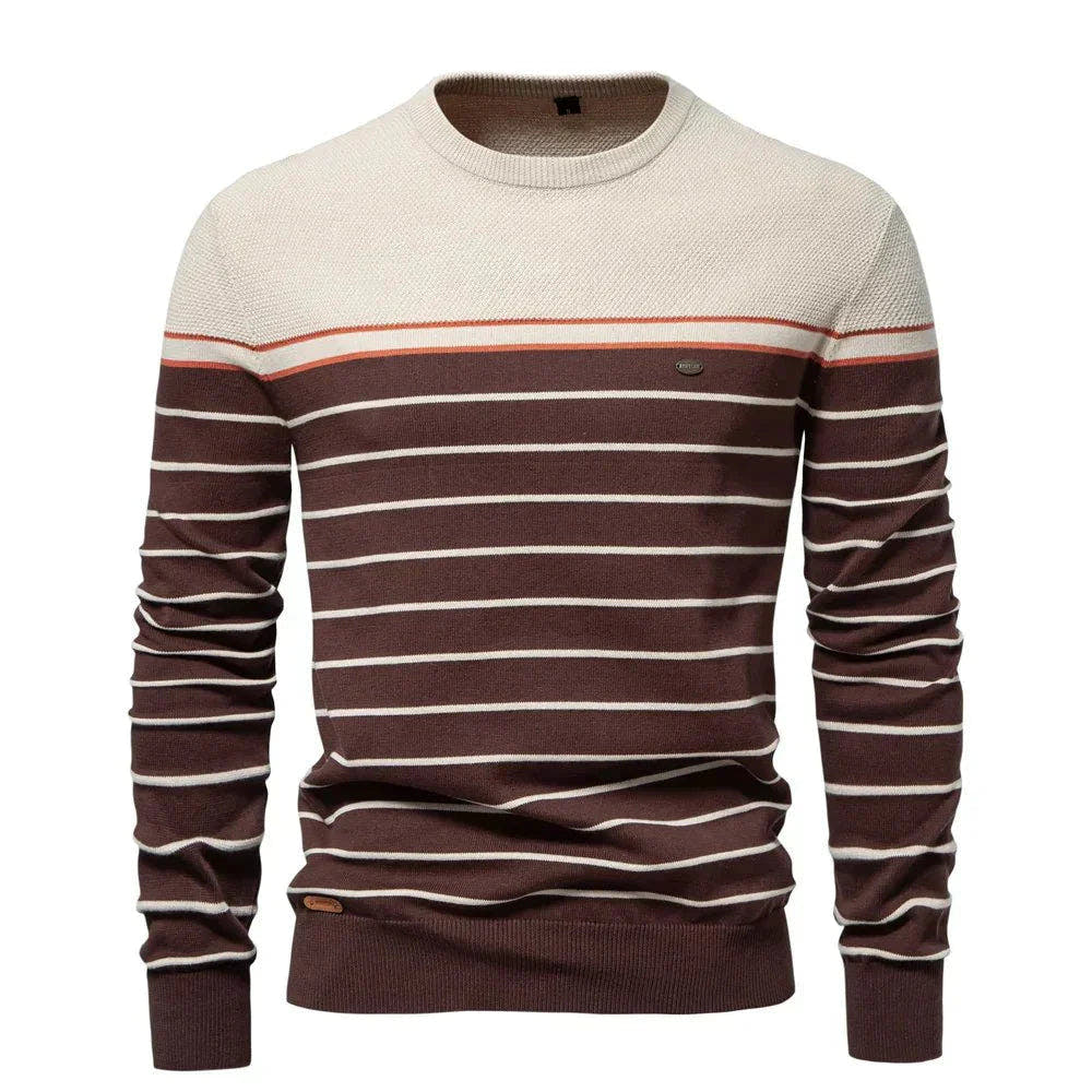 Strickpullover Herren aus Baumwolle mit Rundhalsausschnitt