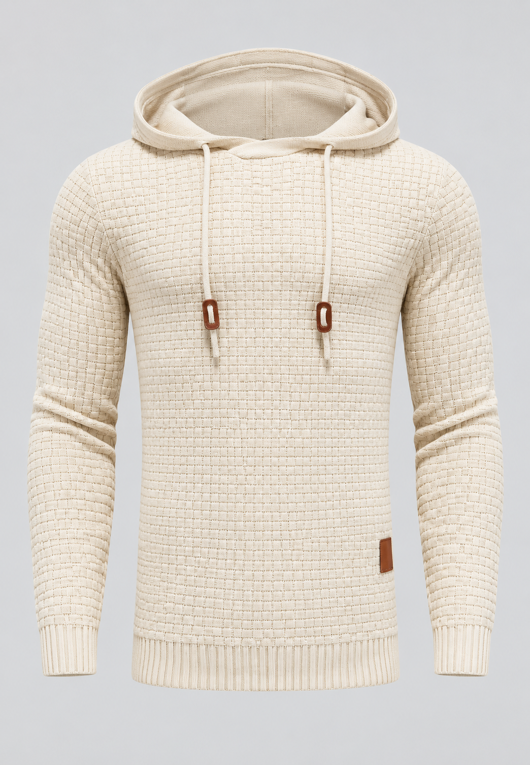Strickpullover Herren mit verstellbarer Kapuze, leicht tailliert