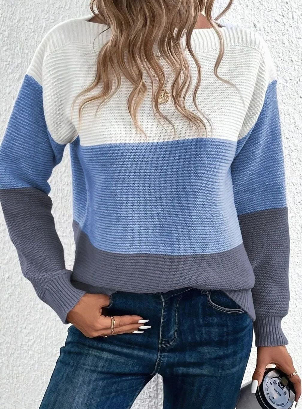 Pullover mit Colourblock und U-Boot-Ausschnitt