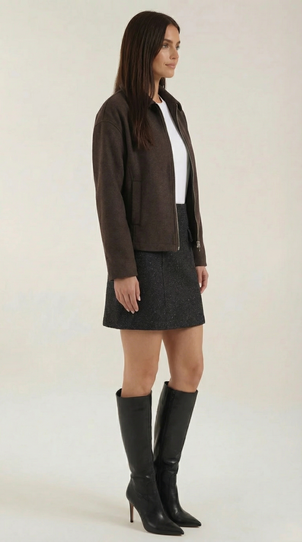Jacke mit durchgehendem Reissverschluss, Kragen und Taschen für Damen