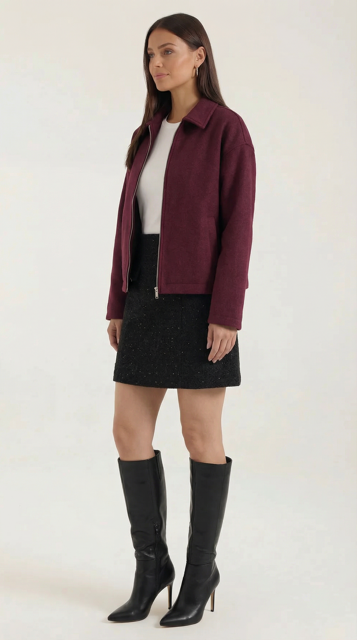 Jacke mit durchgehendem Reissverschluss, Kragen und Taschen für Damen