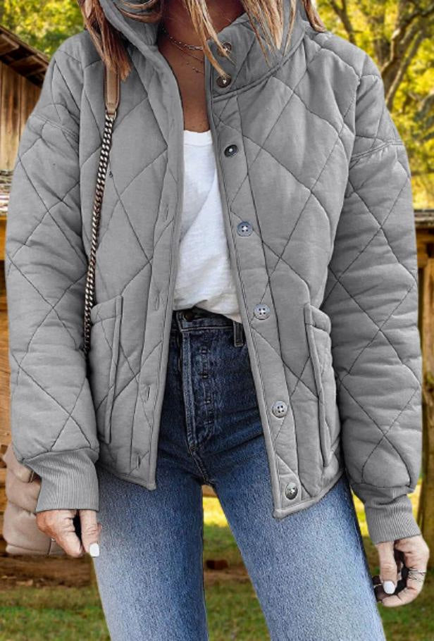 Steppjacke mit Rautensteppung und Fronttaschen