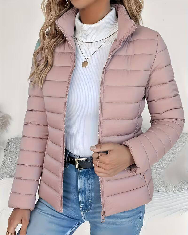 Steppjacke mit Stehkragen und durchgehendem Reissverschluss
