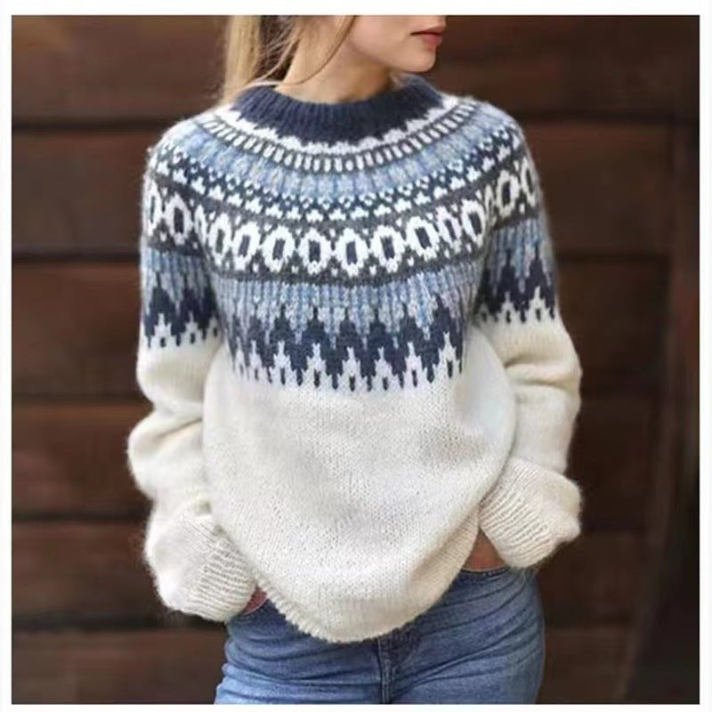 Weihnachtspullover Damen aus Strick mit winterlichem Muster