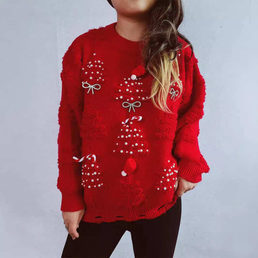 Weihnachtspullover Damen aus weichem Strick mit Weihnachtsmotiven