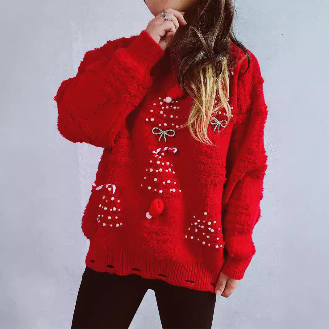 Weihnachtspullover Damen aus weichem Strick mit Weihnachtsmotiven