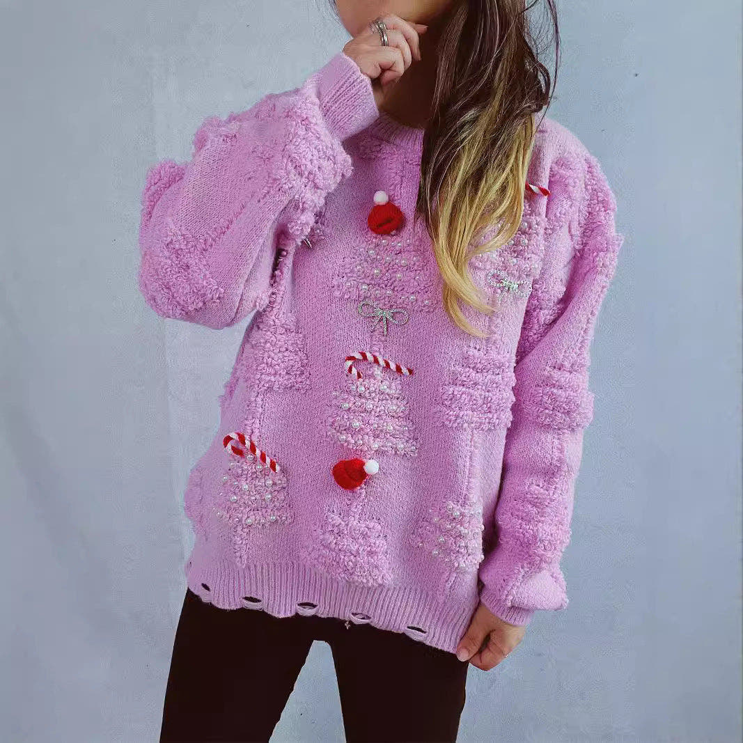 Weihnachtspullover Damen aus weichem Strick mit Weihnachtsmotiven