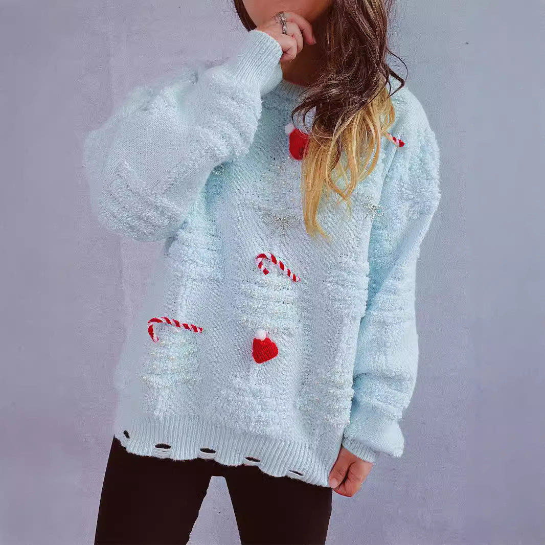 Weihnachtspullover Damen aus weichem Strick mit Weihnachtsmotiven