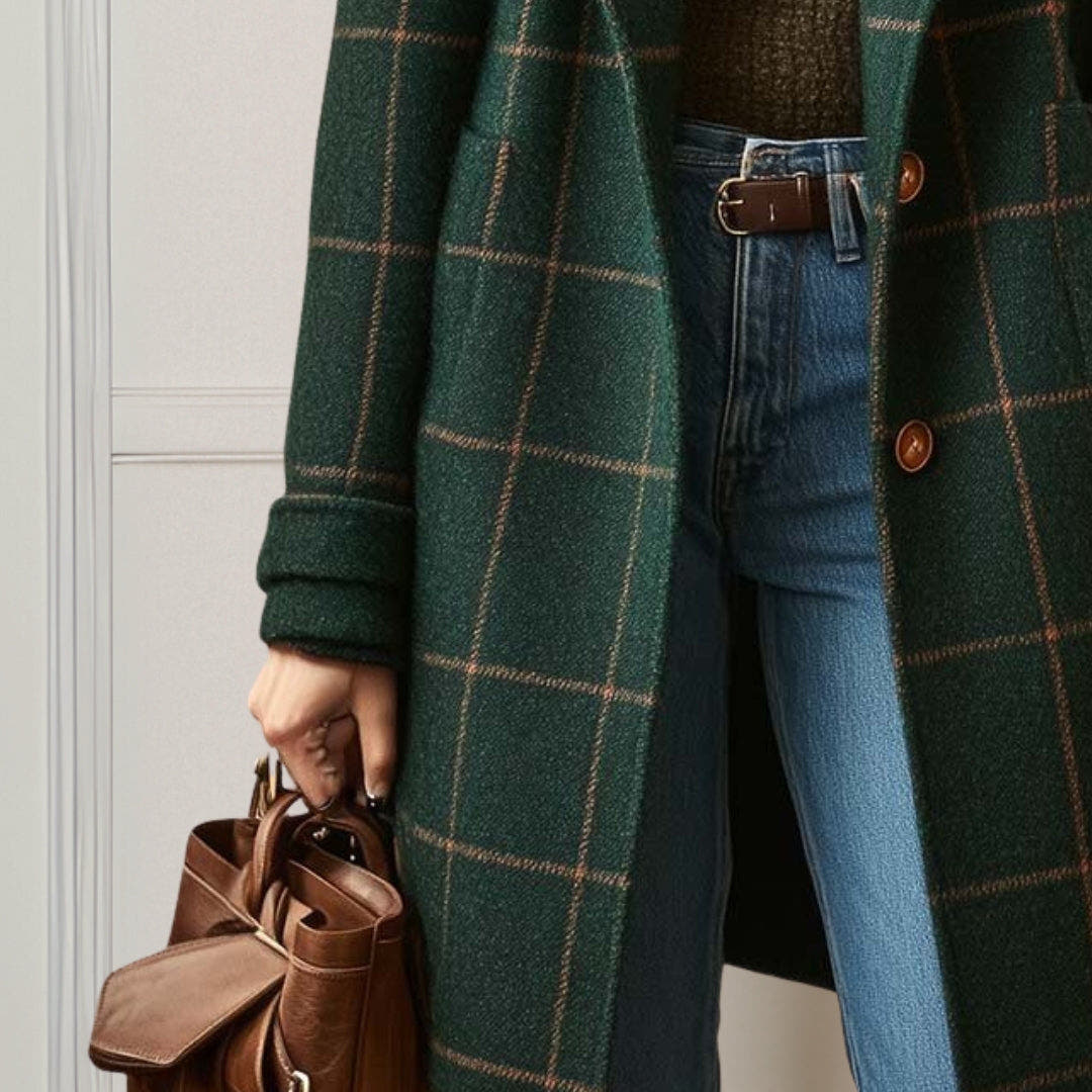 Winterjacke Damen aus wärmendem Tweed, knielang mit Reverskragen