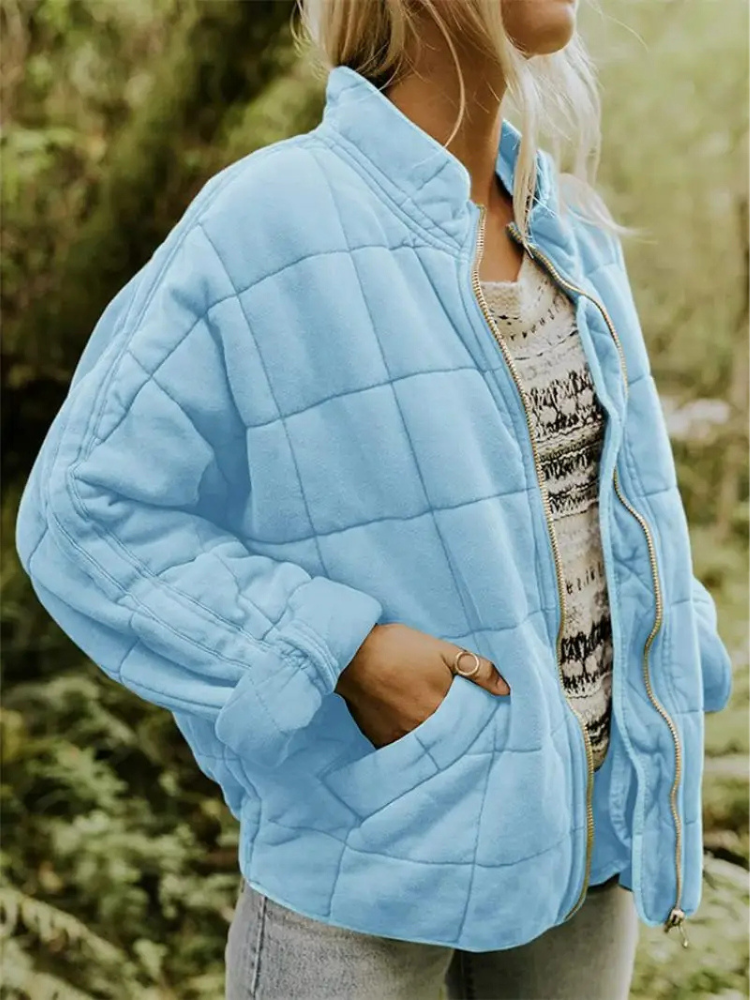 Winterjacke Damen gepolstert im Oversize-Schnitt mit Stehkragen