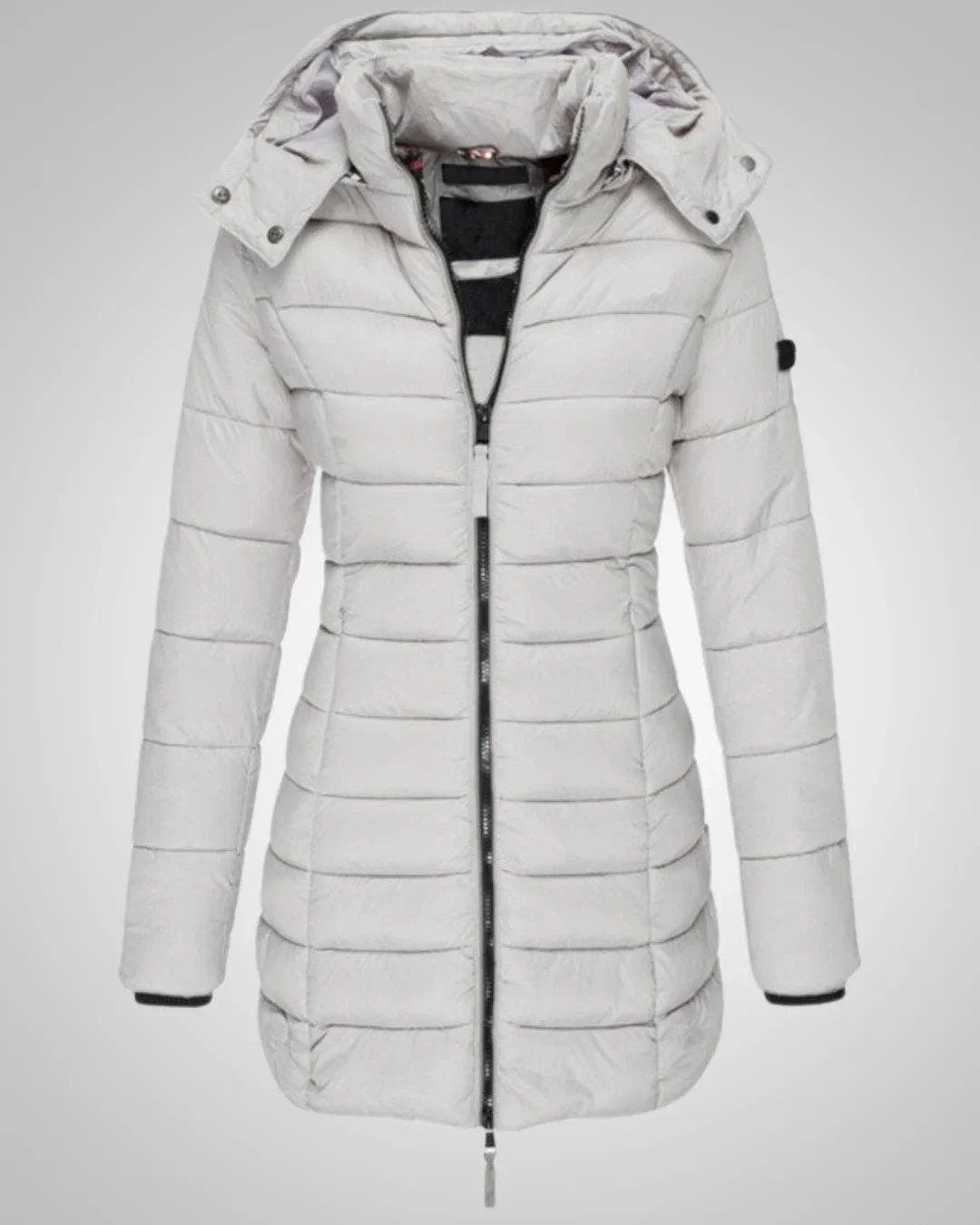 Winterjacke Damen mit Daunen, tailliert und abnehmbarer Kapuze