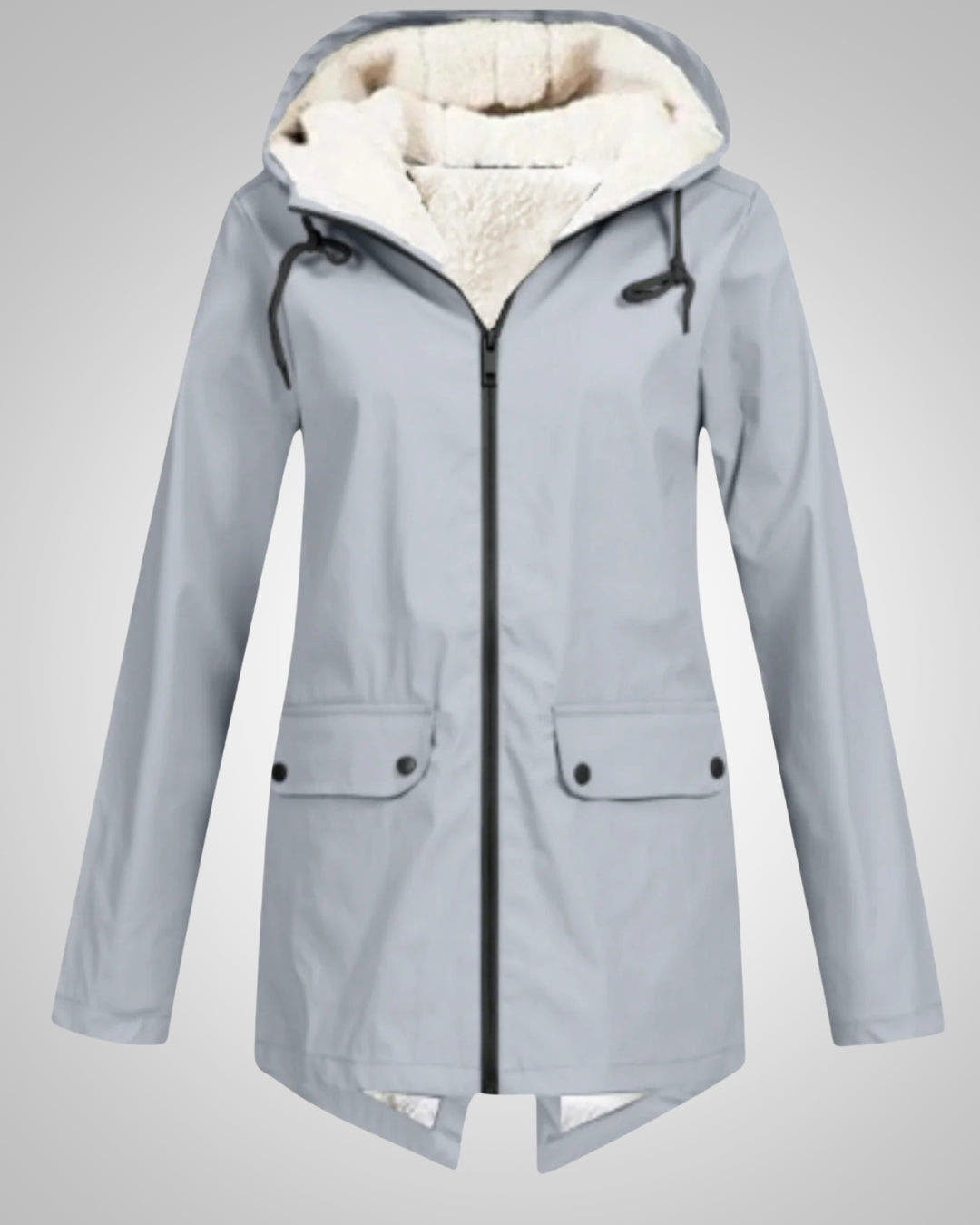 Winterjacke Damen mit Kunstfellfutter, tailliert und mit Kapuze