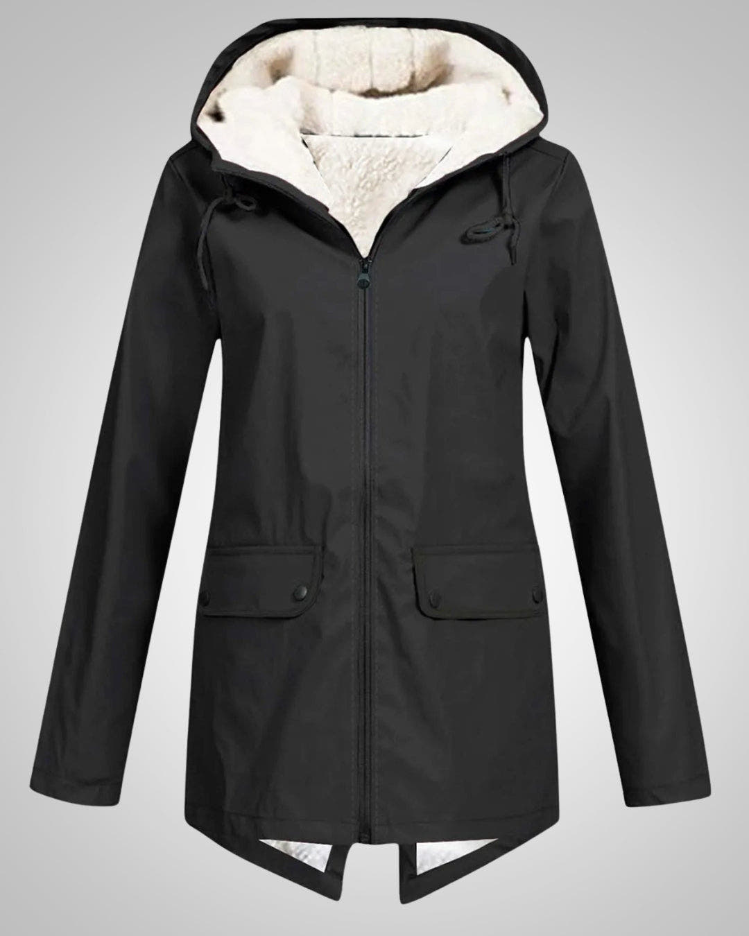 Winterjacke Damen mit Kunstfellfutter, tailliert und mit Kapuze