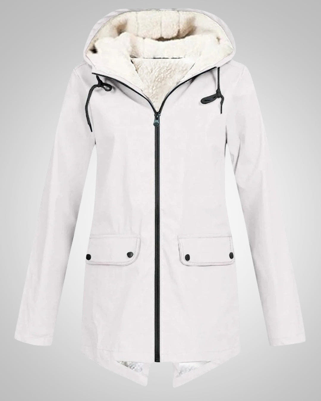 Winterjacke Damen mit Kunstfellfutter, tailliert und mit Kapuze