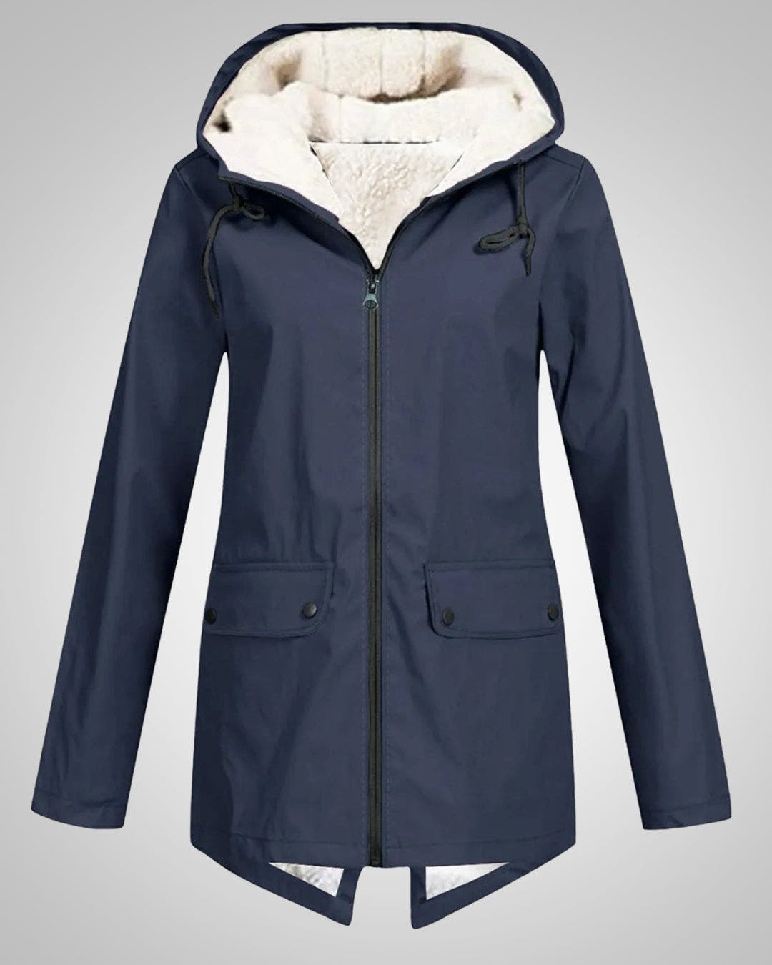 Winterjacke Damen mit Kunstfellfutter, tailliert und mit Kapuze