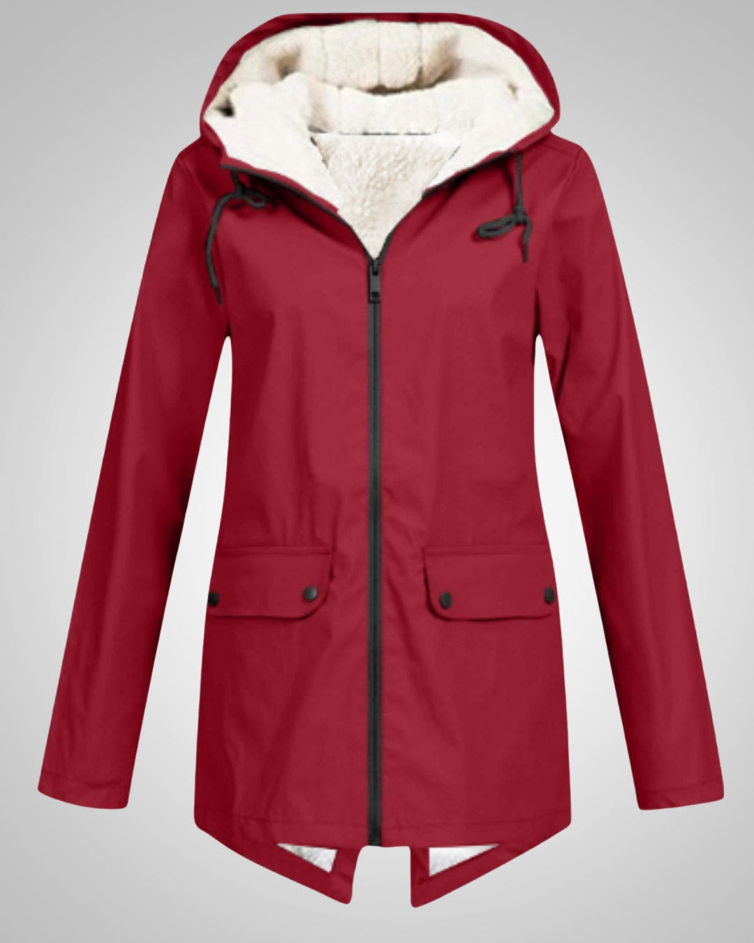 Winterjacke Damen mit Kunstfellfutter, tailliert und mit Kapuze