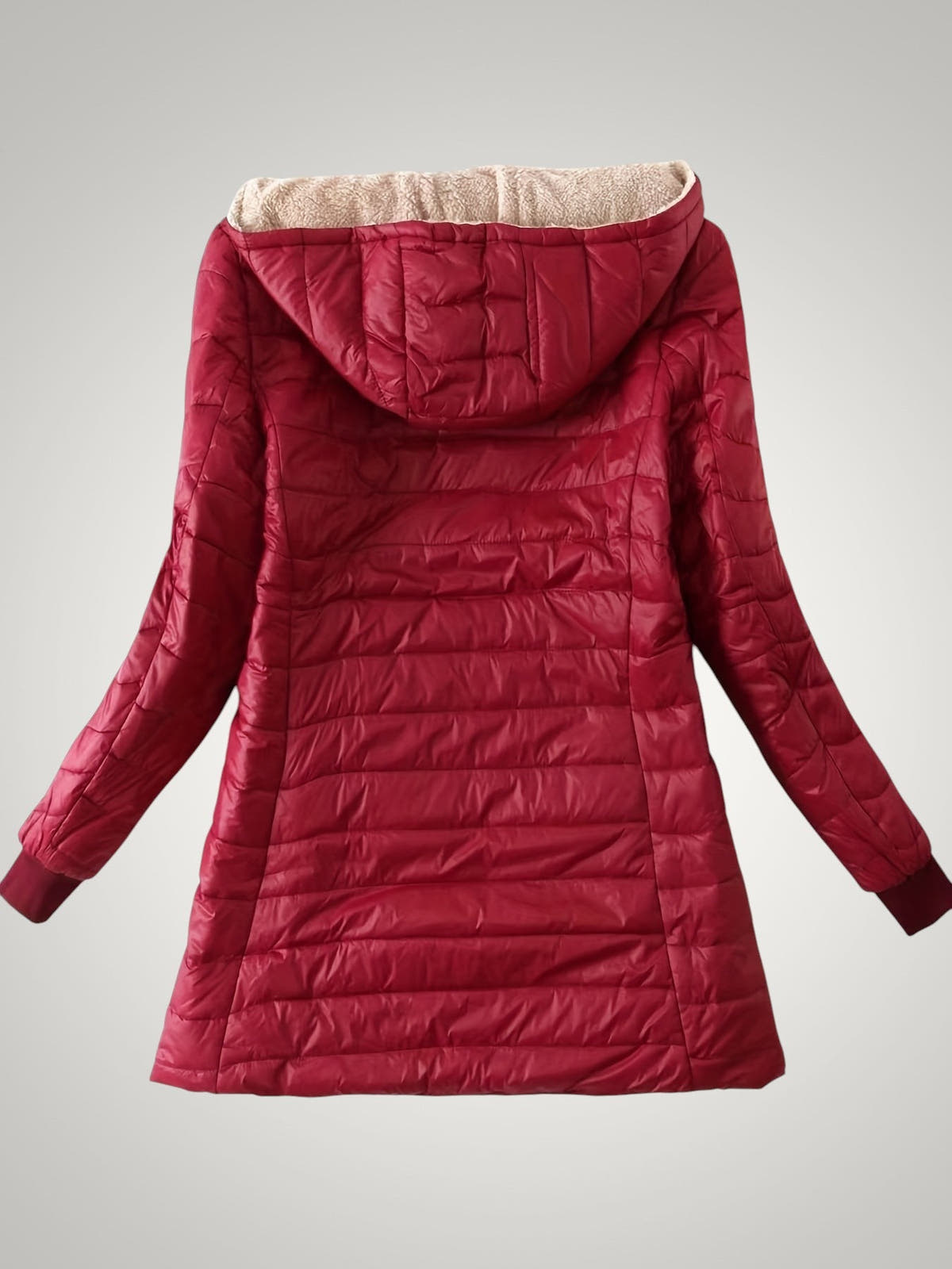 Winterjacke Damen mit Teddyfleece-Futter, lange Daunenjacke