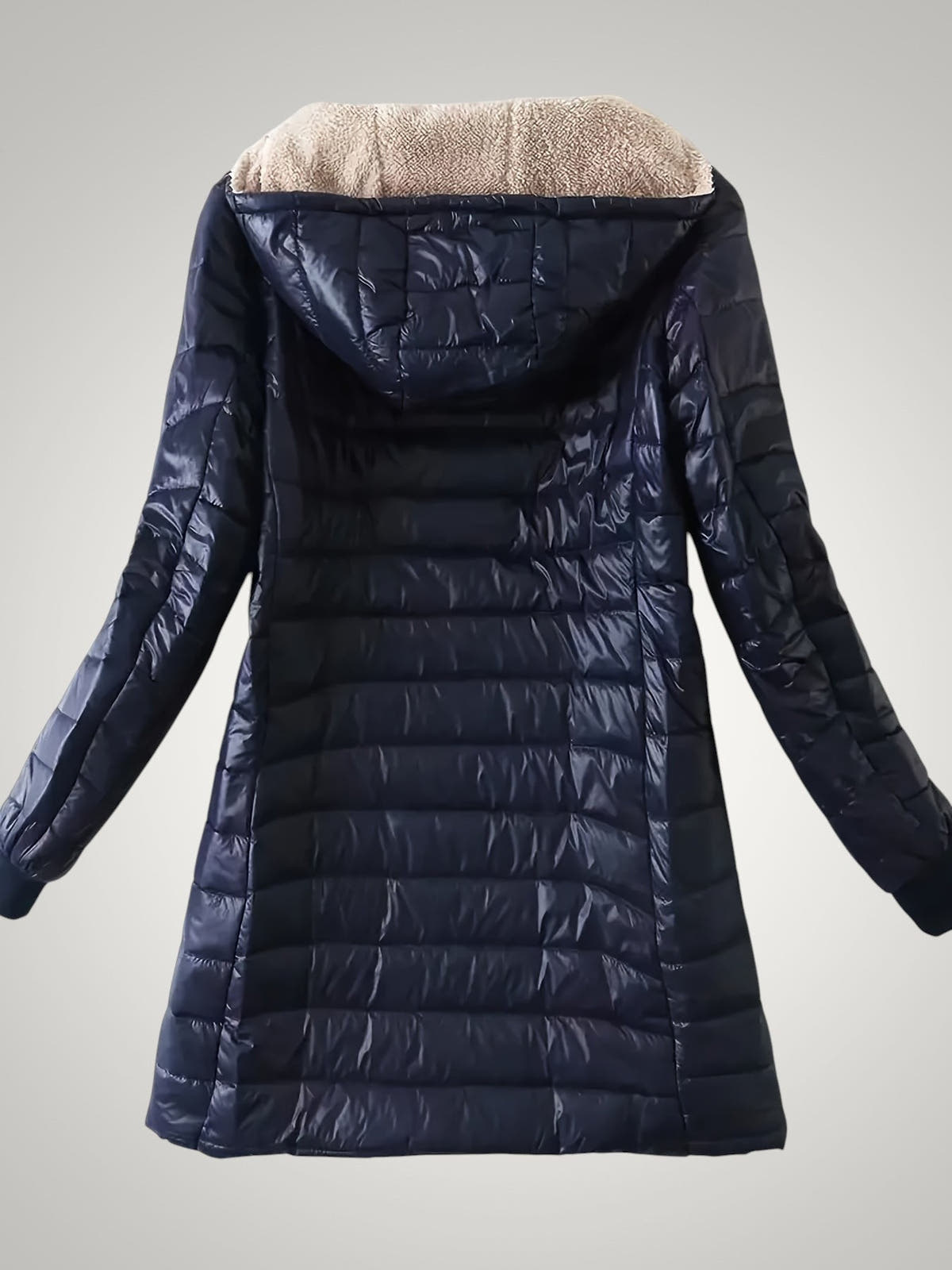 Winterjacke Damen mit Teddyfleece-Futter, lange Daunenjacke