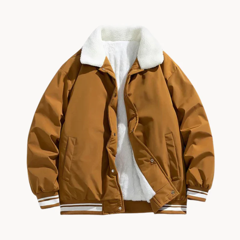 Winterjacke Herren warm mit Sherpa-Kragen, lockerer Blouson