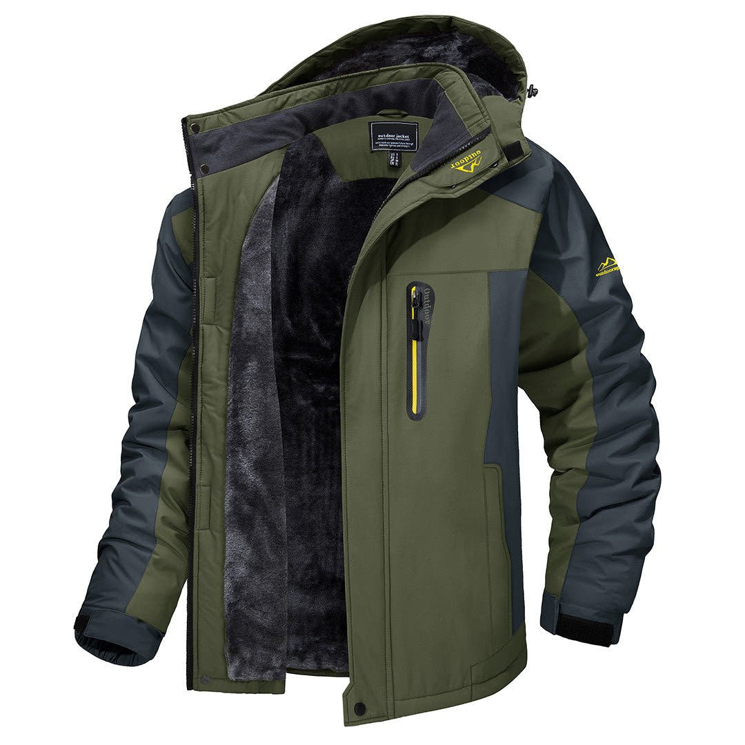 Winterjacke Herren winddicht, hüftlang mit Kapuze und Stehkragen
