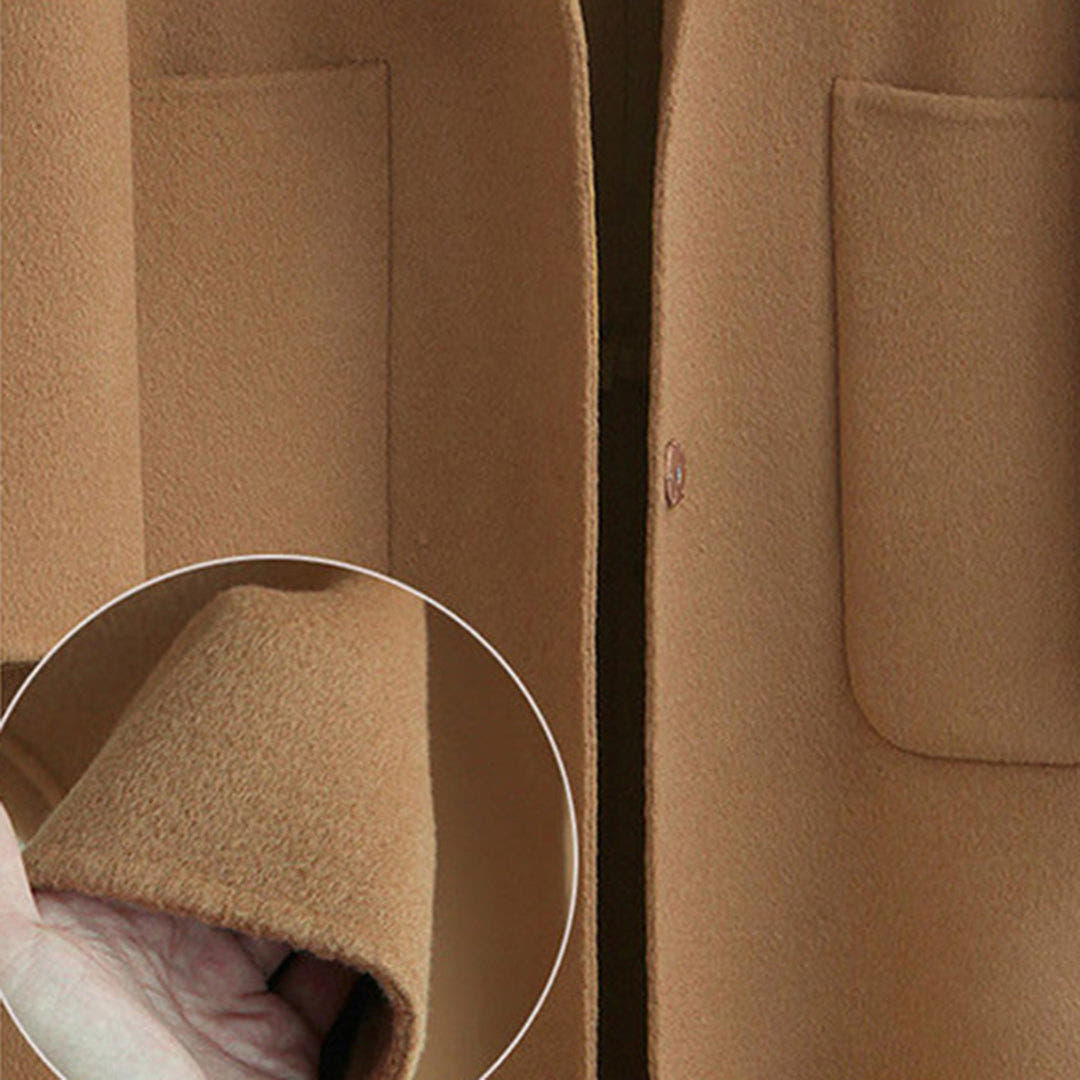 Wintermantel Damen warm und lang mit Reverskragen, lockerer Schnitt