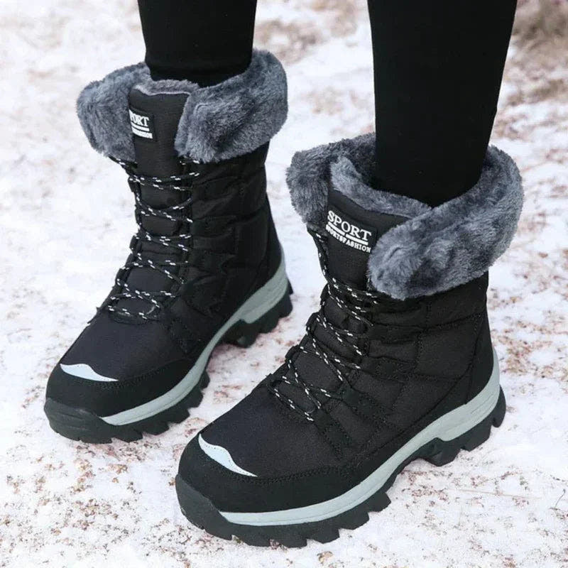 Winterstiefel Damen wasserdicht mit Kunstfellfutter und Schnürung