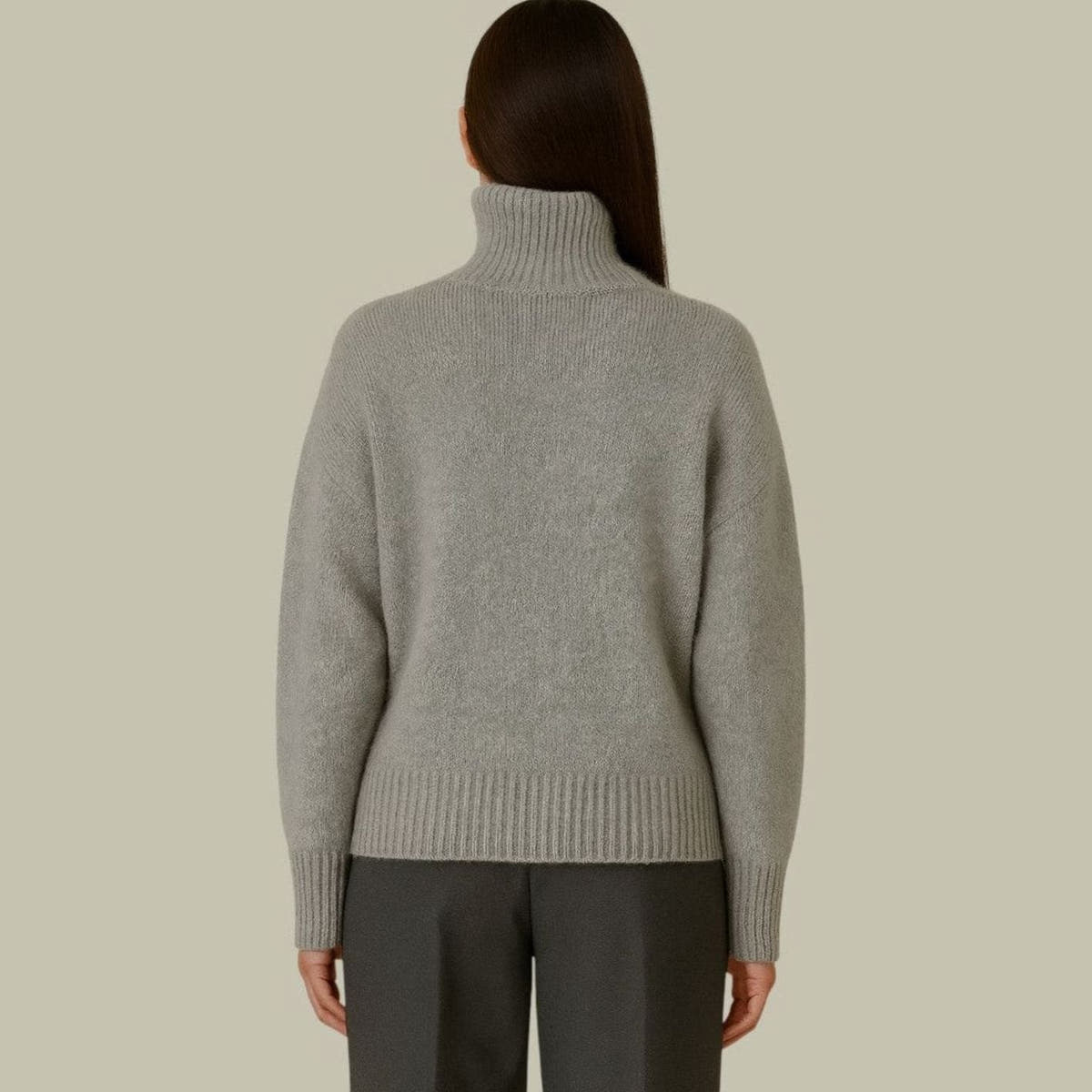 Wollpullover Damen aus Merinowolle, Oversize mit Rollkragen