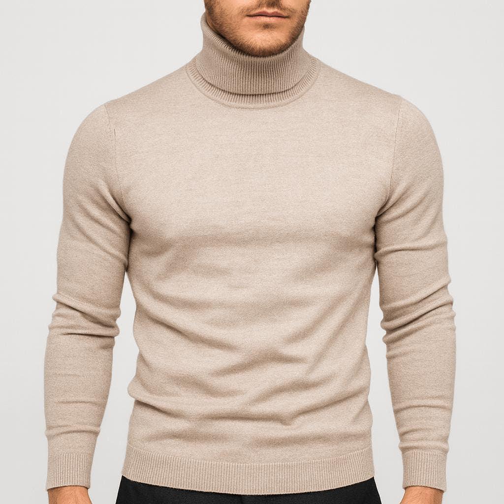 Wollpullover Herren aus Merinowolle mit Rollkragen, schmal geschnitten
