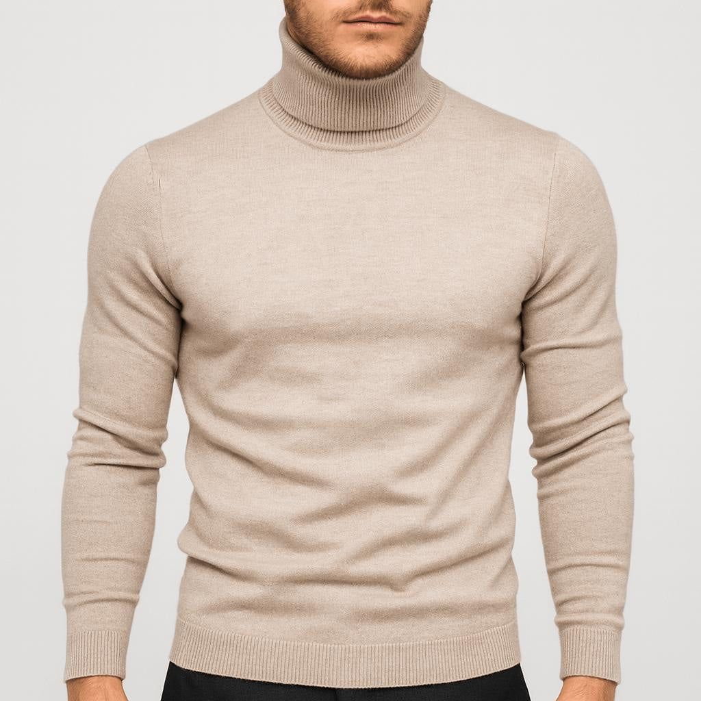 Wollpullover Herren aus Merinowolle mit Rollkragen, schmal geschnitten