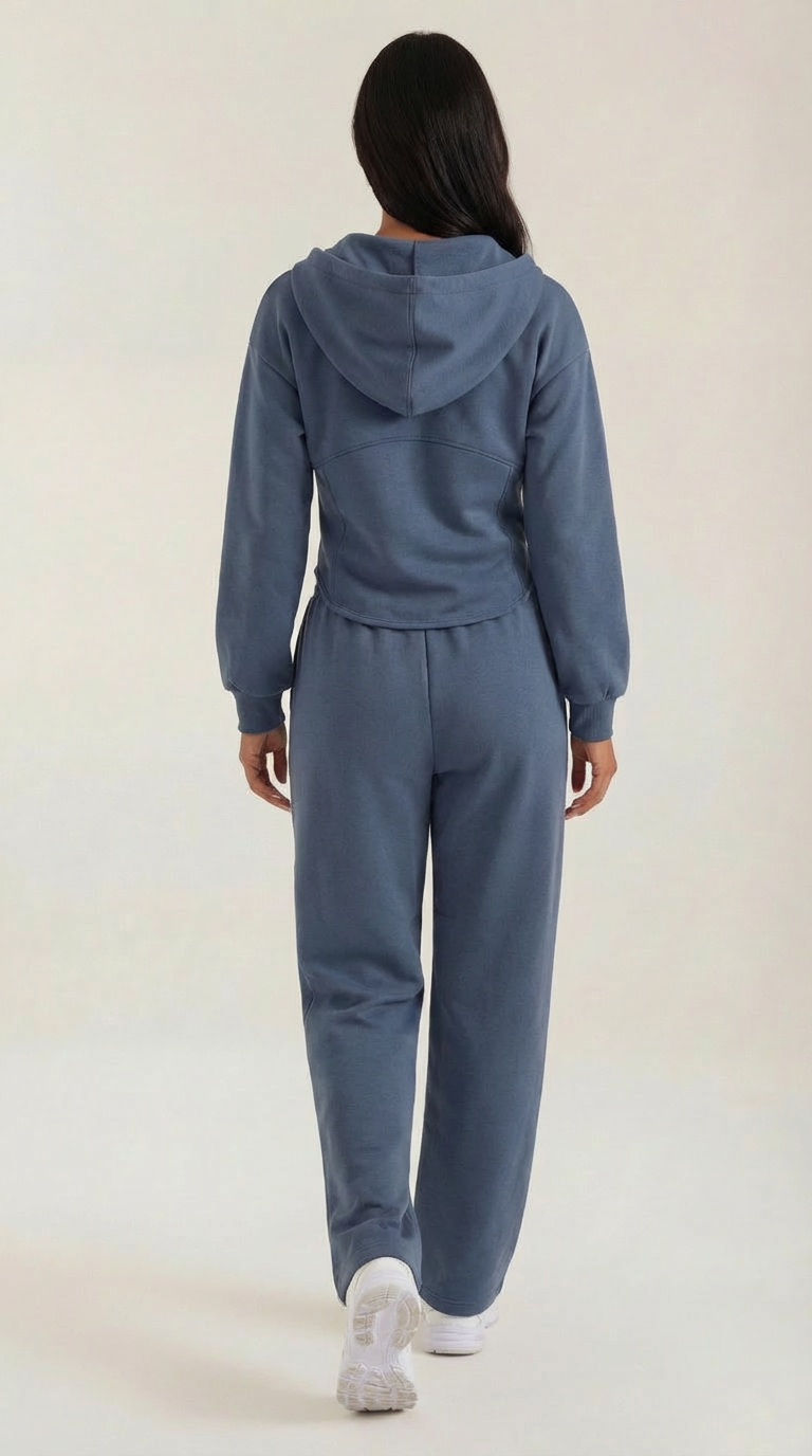 Zweiteiler mit Zip-Hoodie und weiter Hose für Damen