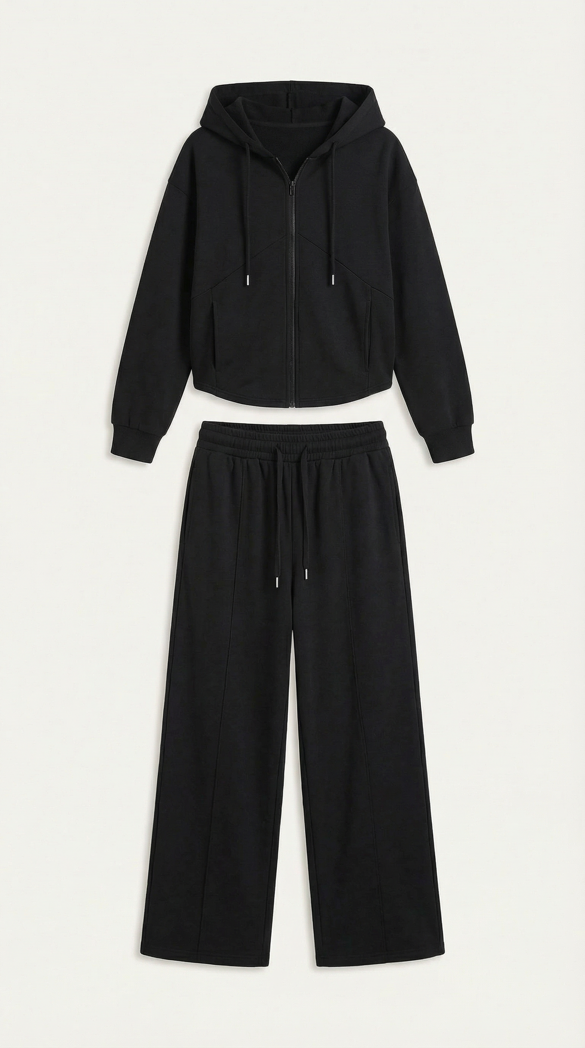 Zweiteiler mit Zip-Hoodie und weiter Hose für Damen