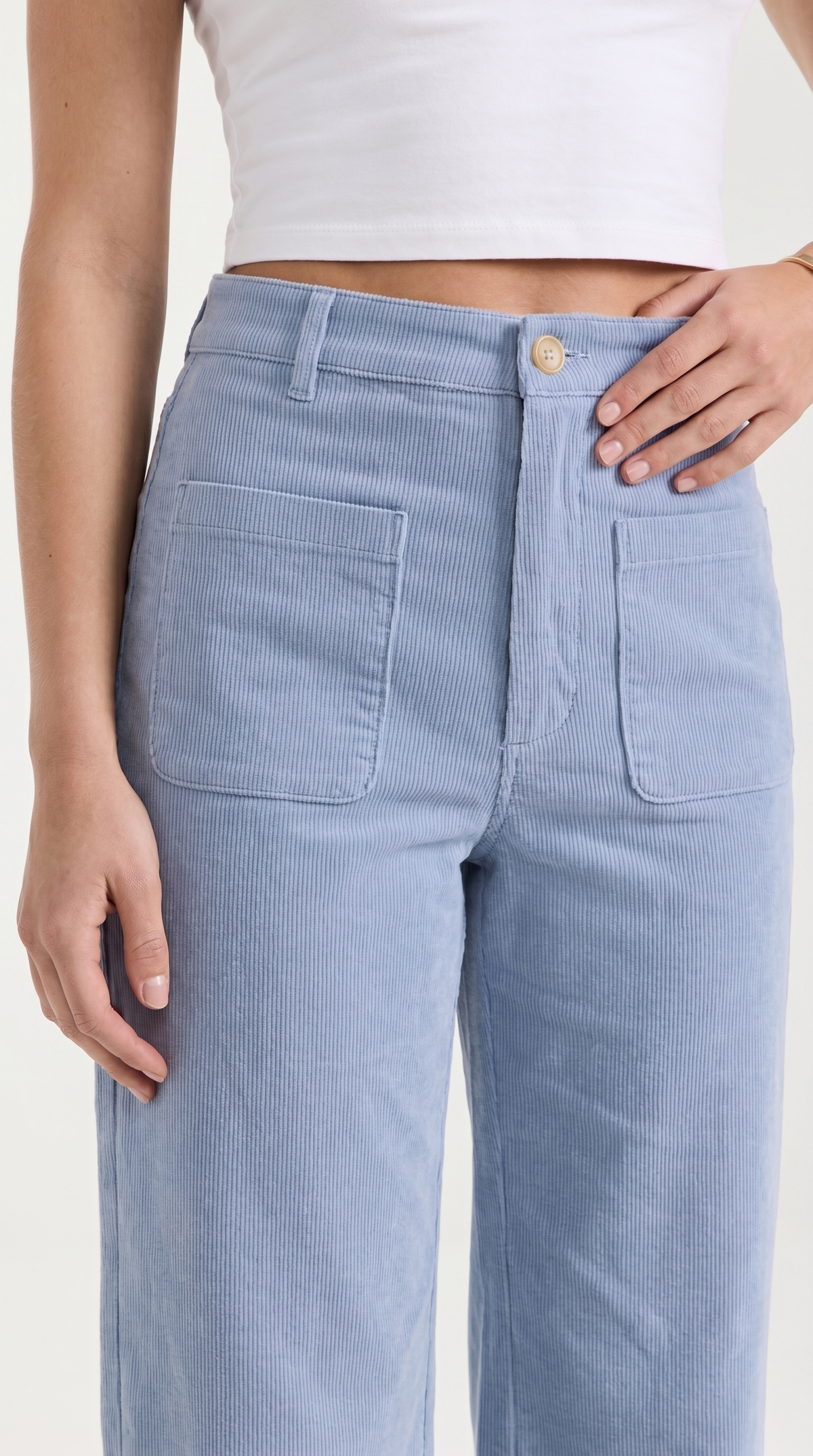 Cordhose mit hohem Bund und weitem Bein für Damen