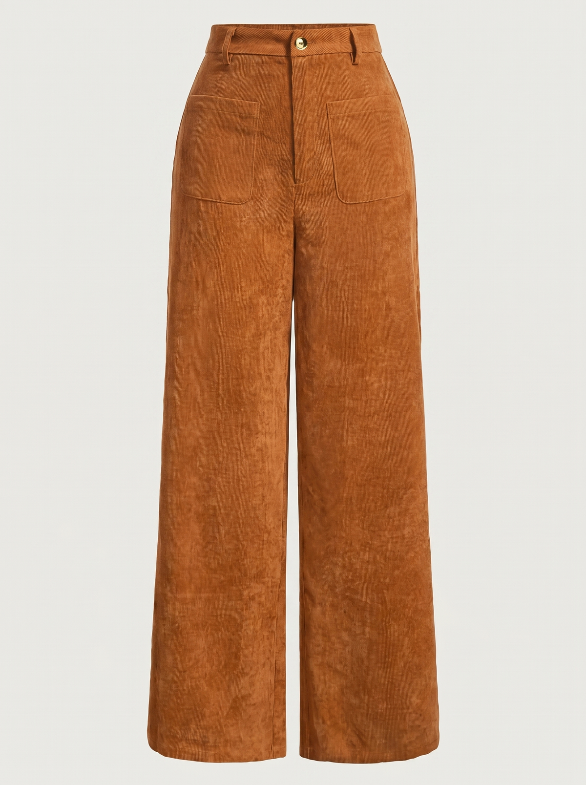 Cordhose mit hohem Bund und weitem Bein für Damen