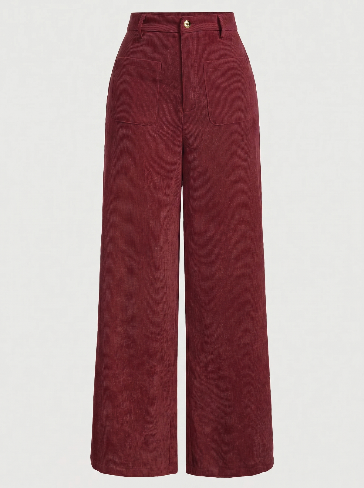 Cordhose mit hohem Bund und weitem Bein für Damen