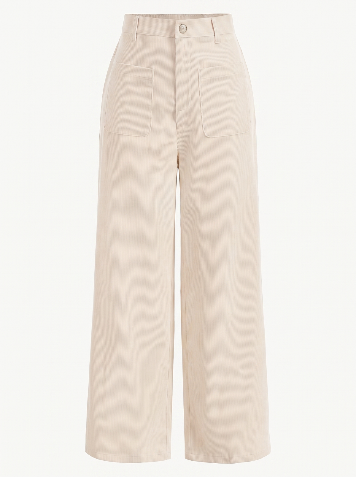 Cordhose mit hohem Bund und weitem Bein für Damen