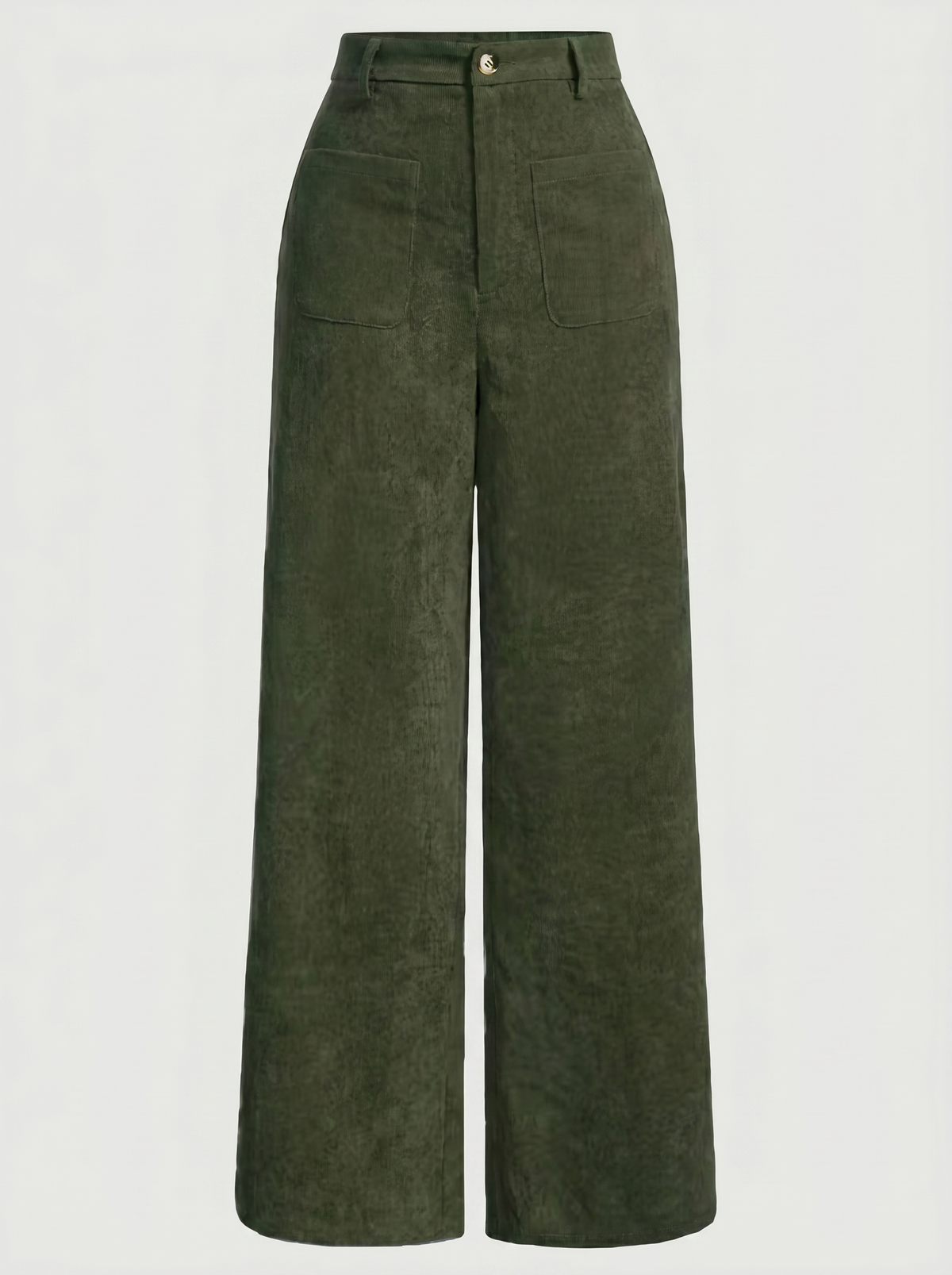 Cordhose mit hohem Bund und weitem Bein für Damen