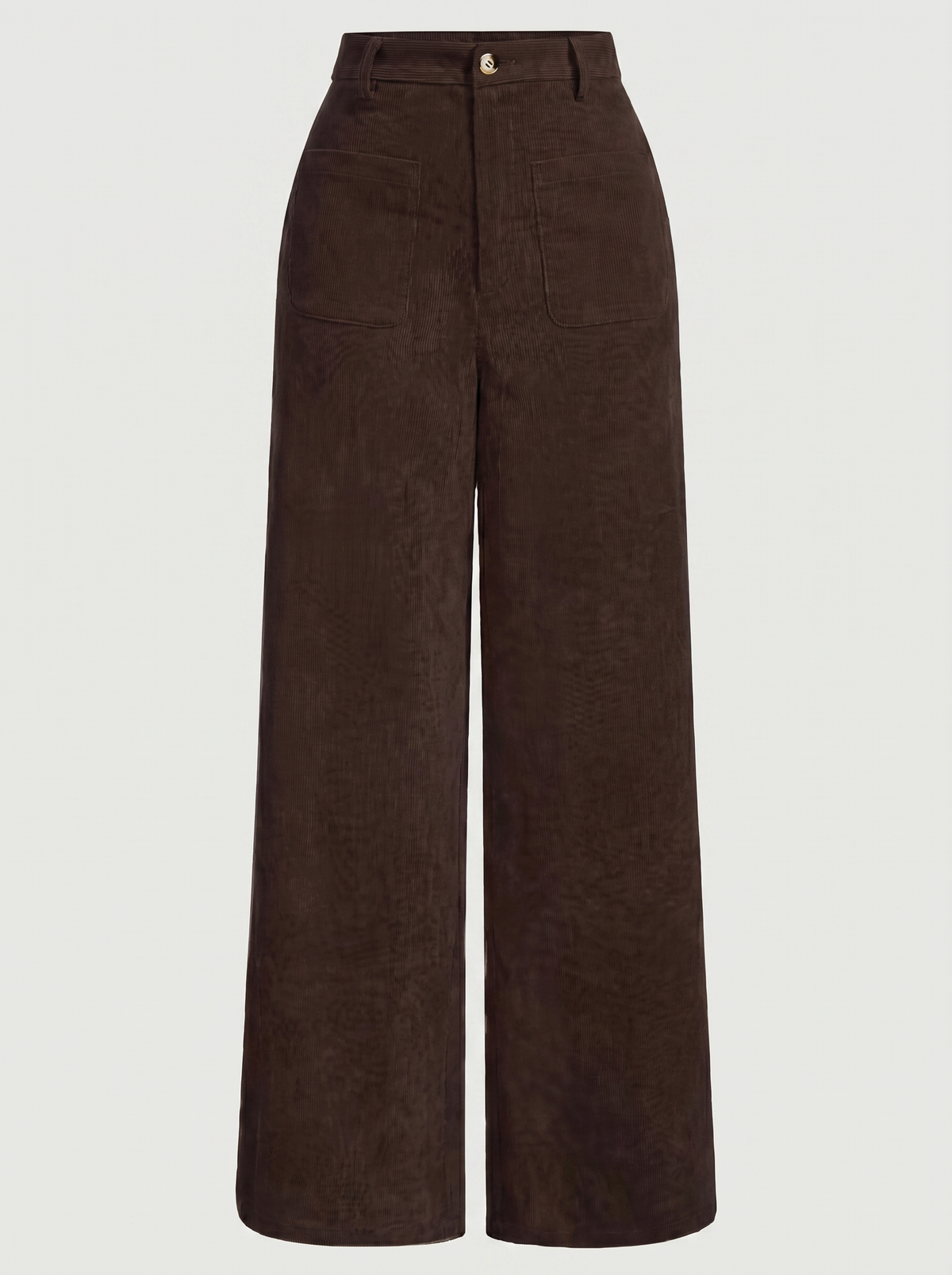 Cordhose mit hohem Bund und weitem Bein für Damen