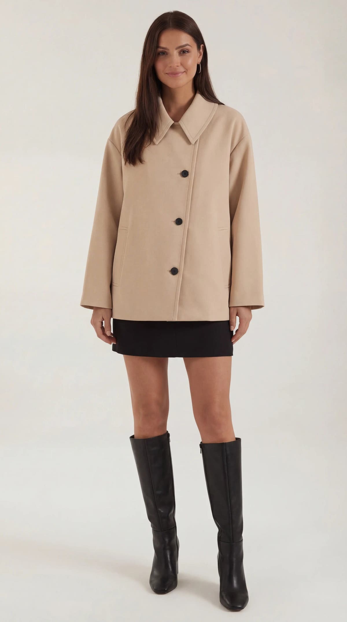 Mantel in Oversized-Schnitt mit asymmetrischer Knopfleiste für Damen