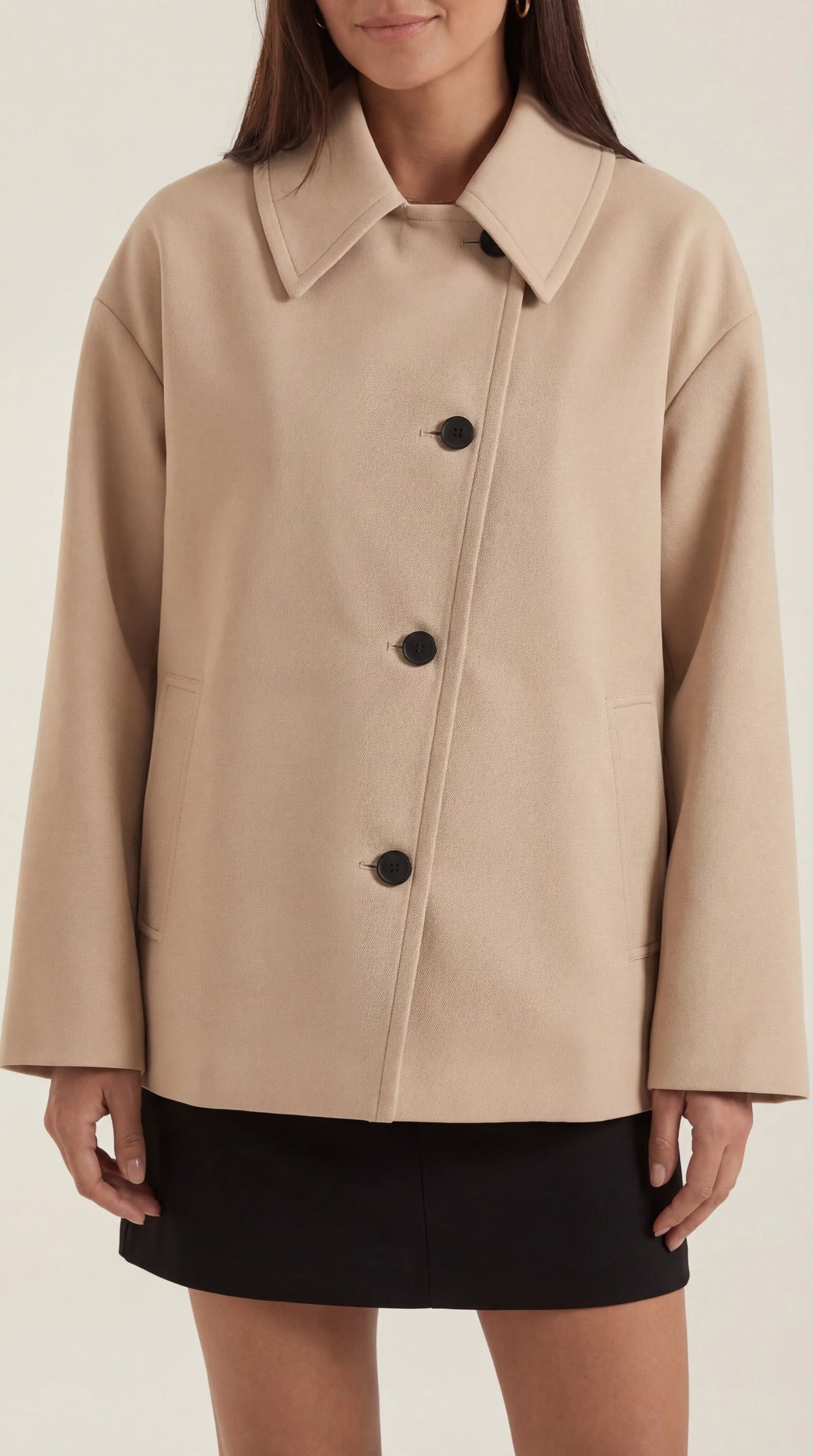 Mantel in Oversized-Schnitt mit asymmetrischer Knopfleiste für Damen