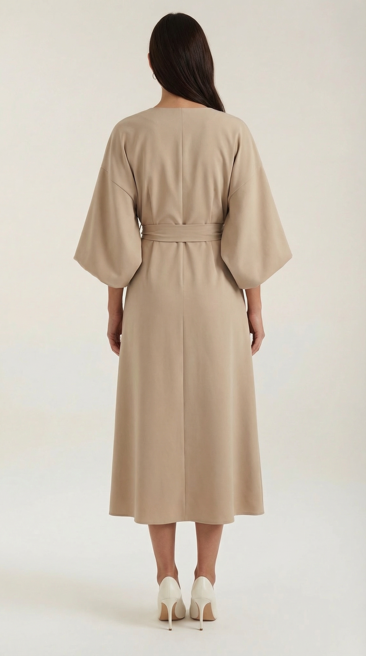 Wickelkleid mit Glockenärmeln und Gürtel in Midilänge für Damen