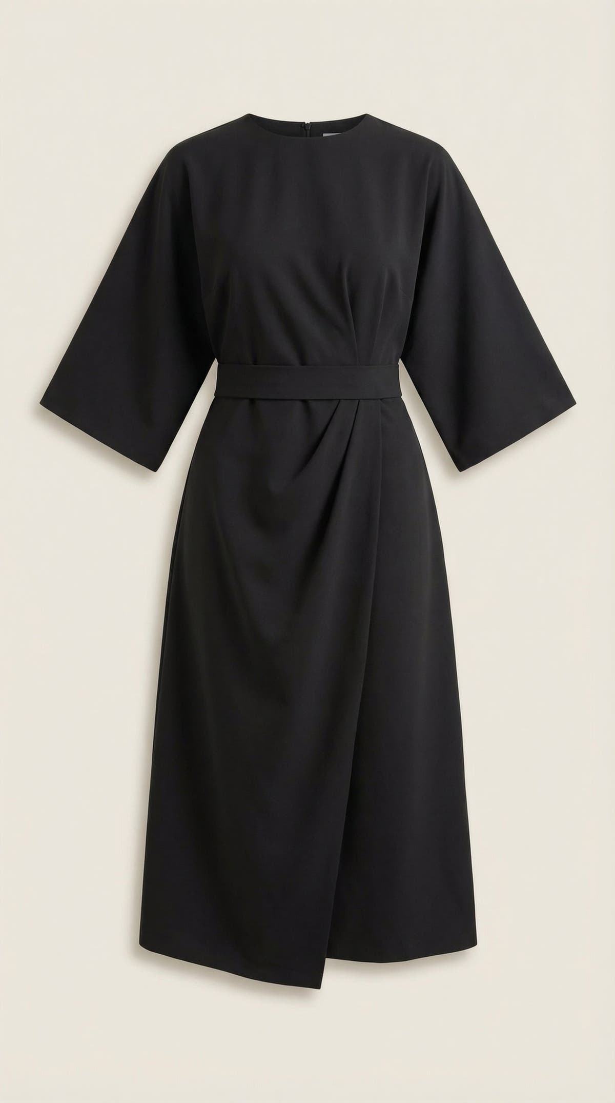 Wickelkleid mit Glockenärmeln und Gürtel in Midilänge für Damen