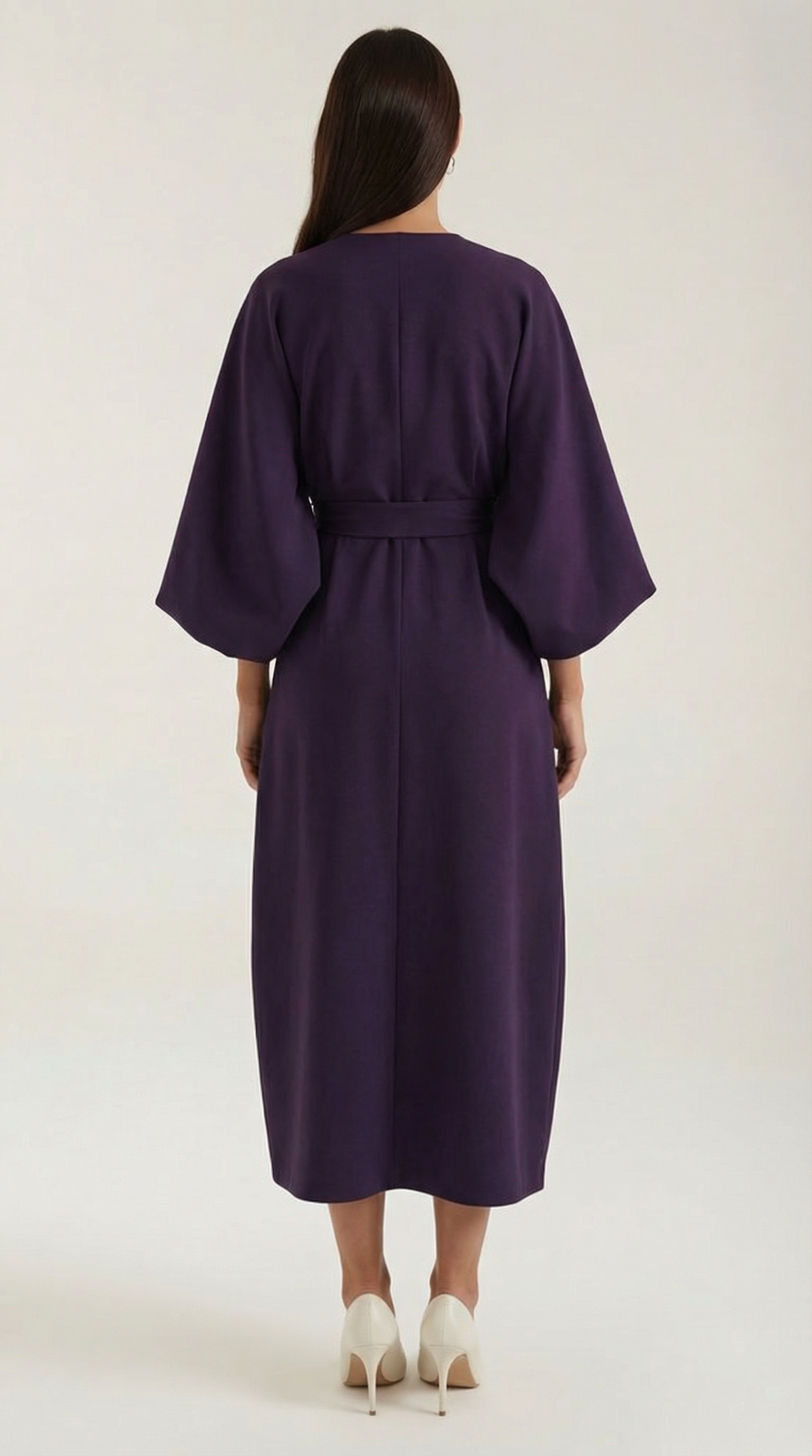 Wickelkleid mit Glockenärmeln und Gürtel in Midilänge für Damen