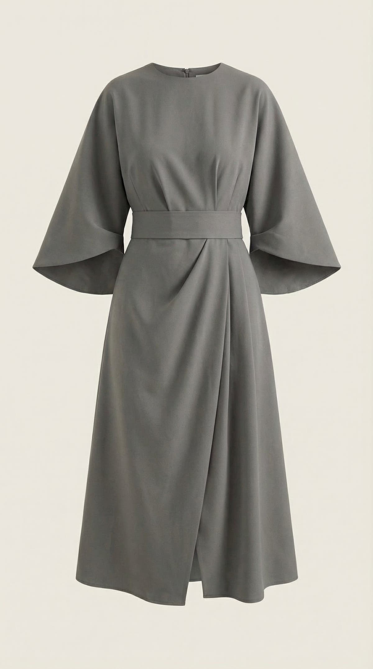 Wickelkleid mit Glockenärmeln und Gürtel in Midilänge für Damen