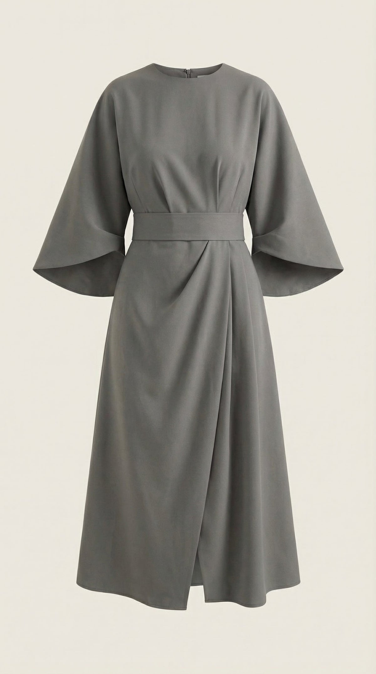 Wickelkleid mit Glockenärmeln und Gürtel in Midilänge für Damen